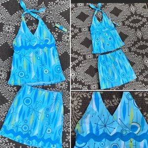 Patsy Aiken Chez Belle Skort Halter Bow Set